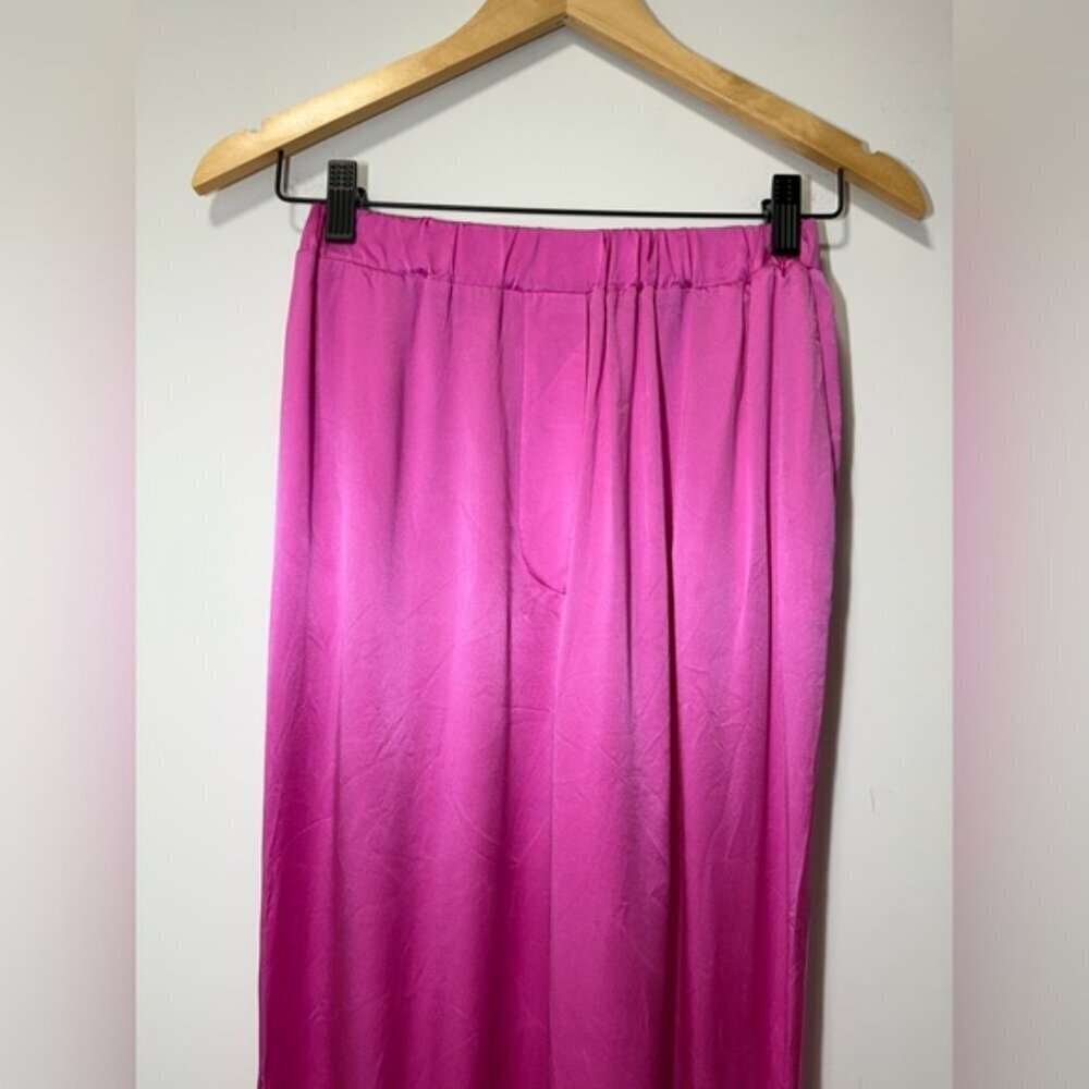 Intermix Backgrounde NYC Logan Silk-Charmeuse Joggers Pink size P - Picture 7 of 11